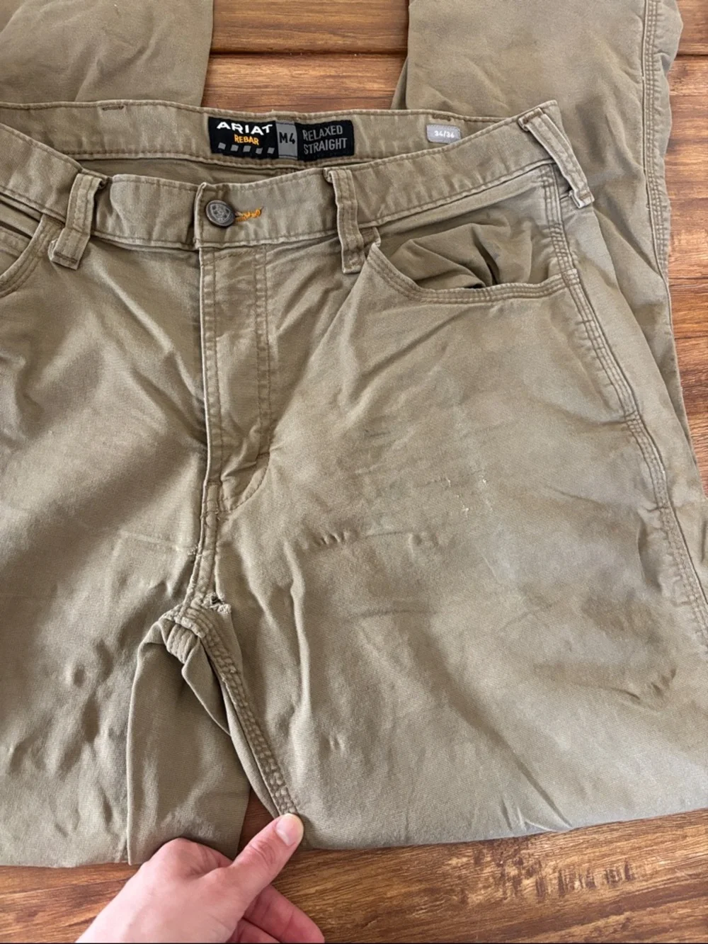 Ariat Rebar M4 Men's Relaxed Straight Tan Utility Work Pants 34/36 - Picture 3 of 4